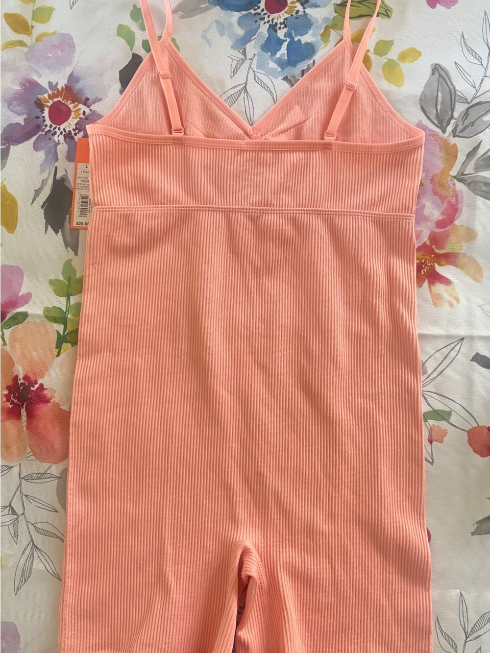 Target - Peach Ribbed Spaghetti Strap Roper with Front Cutout - Picture 3 of 5